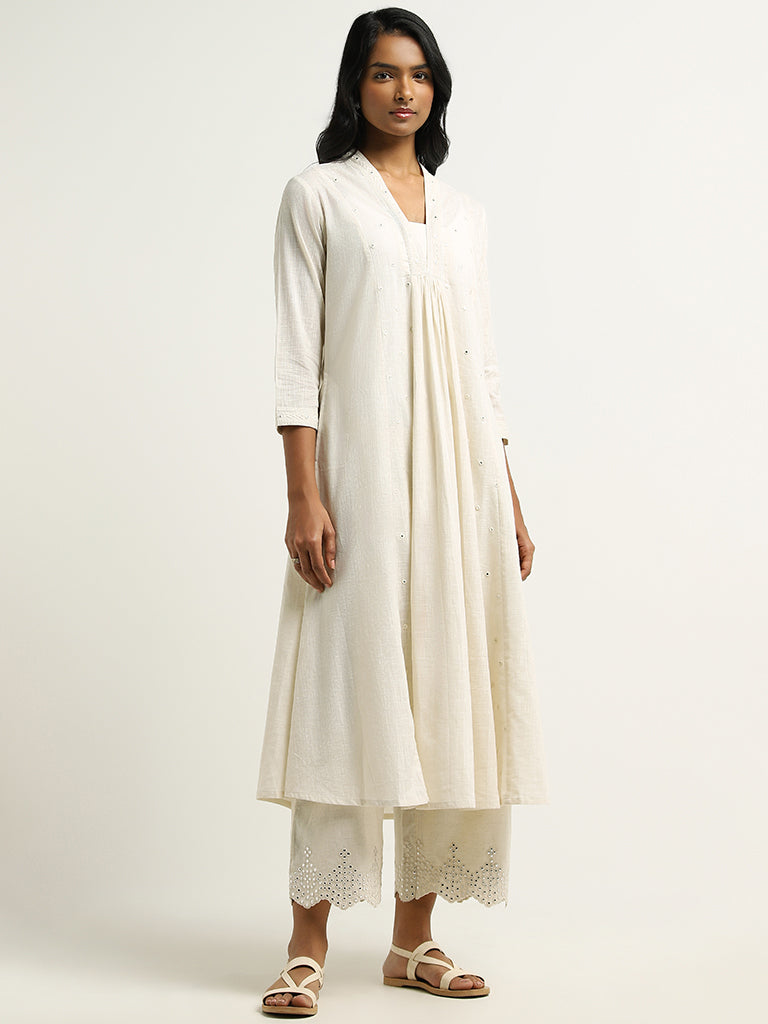 Buy White Mirror Work Cotton Suit- Set of 3 | VD2062/VAS26JUL | The loom